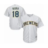Youth Milwaukee Brewers #18 Keston Hiura Authentic White Alternate Cool Base Baseball Player Jersey