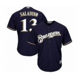 Youth Milwaukee Brewers #13 Tyler Saladino Authentic Navy Blue Alternate Cool Base Baseball Player Jersey