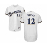 Men's Milwaukee Brewers #12 Alex Wilson White Alternate Flex Base Authentic Collection Baseball Jersey