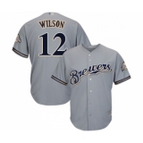 Men's Milwaukee Brewers #12 Alex Wilson Replica Grey Road Cool Base Baseball Jersey
