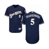 Men's Milwaukee Brewers #5 Cory Spangenberg Navy Blue Alternate Flex Base Authentic Collection Baseball Jersey