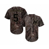 Men's Milwaukee Brewers #5 Cory Spangenberg Authentic Camo Realtree Collection Flex Base Baseball Jersey
