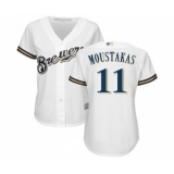 Women's Milwaukee Brewers #11 Mike Moustakas Replica White Alternate Cool Base Baseball Jersey