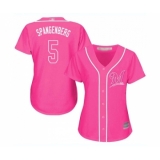 Women's Milwaukee Brewers #5 Cory Spangenberg Replica Pink Fashion Cool Base Baseball Jersey