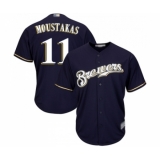 Youth Milwaukee Brewers #11 Mike Moustakas Replica Navy Blue Alternate Cool Base Baseball Jersey