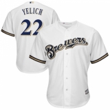 Men's Milwaukee Brewers #22 Christian Yelich White New Cool Base Stitched MLB Jersey