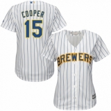 Women's Majestic Milwaukee Brewers #15 Cecil Cooper Authentic White Home Cool Base MLB Jersey