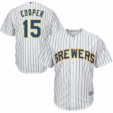 Youth Majestic Milwaukee Brewers #15 Cecil Cooper Authentic White Home Cool Base MLB Jersey