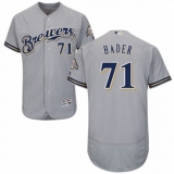 Men's Majestic Milwaukee Brewers #71 Josh Hader Grey Road Flex Base Authentic Collection MLB Jersey