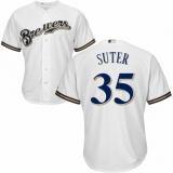 Youth Majestic Milwaukee Brewers #35 Brent Suter Authentic Navy Blue Alternate Cool Base MLB Jersey