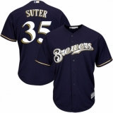 Youth Majestic Milwaukee Brewers #35 Brent Suter Authentic White Alternate Cool Base MLB Jersey