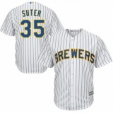 Youth Majestic Milwaukee Brewers #35 Brent Suter Authentic White Home Cool Base MLB Jersey