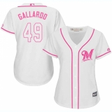 Women's Majestic Milwaukee Brewers #49 Yovani Gallardo Authentic White Fashion Cool Base MLB Jersey