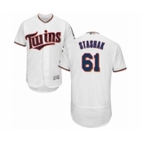 Men's Minnesota Twins #61 Cody Stashak White Home Flex Base Authentic Collection Baseball Player Jersey
