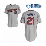 Men's Minnesota Twins #21 Tyler Duffey Authentic Grey Road Cool Base Baseball Player Jersey