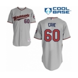 Women's Minnesota Twins #60 Jake Cave Authentic Grey Road Cool Base Baseball Player Jersey