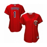 Women's Minnesota Twins #1 Nick Gordon Authentic Scarlet Alternate Cool Base Baseball Player Jersey