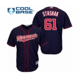 Youth Minnesota Twins #61 Cody Stashak Authentic Navy Blue Alternate Road Cool Base Baseball Player Jersey