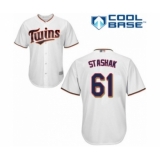 Youth Minnesota Twins #61 Cody Stashak Authentic White Home Cool Base Baseball Player Jersey