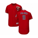 Men's Minnesota Twins #11 Jorge Polanco Scarlet Alternate Flex Base Authentic Collection Baseball Jersey