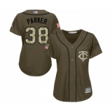 Women's Minnesota Twins #38 Blake Parker Authentic Green Salute to Service Baseball Jersey