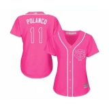 Women's Minnesota Twins #11 Jorge Polanco Replica Pink Fashion Cool Base Baseball Jersey