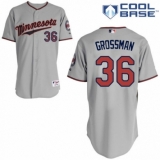 Youth Majestic Minnesota Twins #36 Robbie Grossman Authentic Grey Road Cool Base MLB Jersey