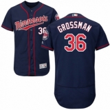 Men's Majestic Minnesota Twins #36 Robbie Grossman Authentic Navy Blue Alternate Flex Base Authentic Collection MLB Jersey