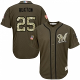 Men's Majestic Minnesota Twins #25 Byron Buxton Authentic Green Salute to Service MLB Jersey