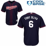 Men's Majestic Minnesota Twins #6 Tony Oliva Replica Navy Blue Alternate Road Cool Base MLB Jersey