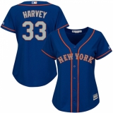 Women's Majestic New York Mets #33 Matt Harvey Replica Blue(Grey NO.) MLB Jersey