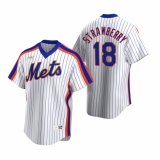Men's Nike New York Mets #18 Darryl Strawberry White Cooperstown Collection Home Stitched Baseball Jersey