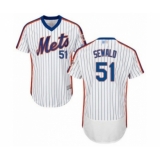 Men's New York Mets #51 Paul Sewald White Alternate Flex Base Authentic Collection Baseball Player Jersey