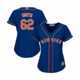 Women's New York Mets #62 Drew Smith Authentic Royal Blue Alternate Road Cool Base Baseball Player Jersey