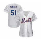 Women's New York Mets #51 Paul Sewald Authentic White Home Cool Base Baseball Player Jersey