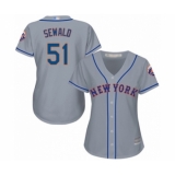 Women's New York Mets #51 Paul Sewald Authentic Grey Road Cool Base Baseball Player Jersey