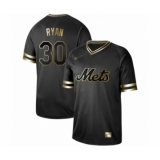 Men's New York Mets #30 Nolan Ryan Authentic Black Gold Fashion Baseball Jersey