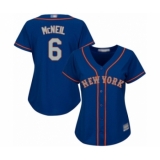 Women's New York Mets #6 Jeff McNeil Authentic Royal Blue Alternate Road Cool Base Baseball Jersey