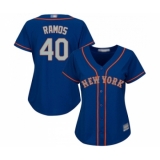 Women's New York Mets #40 Wilson Ramos Authentic Royal Blue Alternate Road Cool Base Baseball Jersey