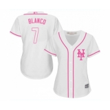 Women's New York Mets #7 Gregor Blanco Authentic White Fashion Cool Base Baseball Jersey