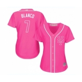 Women's New York Mets #7 Gregor Blanco Authentic Pink Fashion Cool Base Baseball Jersey