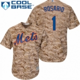 Men's Majestic New York Mets #1 Amed Rosario Authentic Camo Alternate Cool Base MLB Jersey