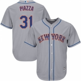 Youth Majestic New York Mets #31 Mike Piazza Replica Grey Road Cool Base MLB Jersey