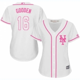 Women's Majestic New York Mets #16 Dwight Gooden Replica White Fashion Cool Base MLB Jersey