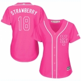 Women's Majestic New York Mets #18 Darryl Strawberry Replica Pink Fashion Cool Base MLB Jersey
