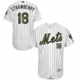 Men's Majestic New York Mets #18 Darryl Strawberry Authentic White 2016 Memorial Day Fashion Flex Base MLB Jersey