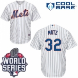 Men's Majestic New York Mets #32 Steven Matz Replica White Home Cool Base 2015 World Series MLB Jersey