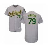 Men's Oakland Athletics #79 Luis Barrera Grey Road Flex Base Authentic Collection Baseball Player Jersey