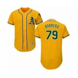 Men's Oakland Athletics #79 Luis Barrera Gold Alternate Flex Base Authentic Collection Baseball Player Jersey