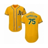Men's Oakland Athletics #75 James Kaprielian Gold Alternate Flex Base Authentic Collection Baseball Player Jersey